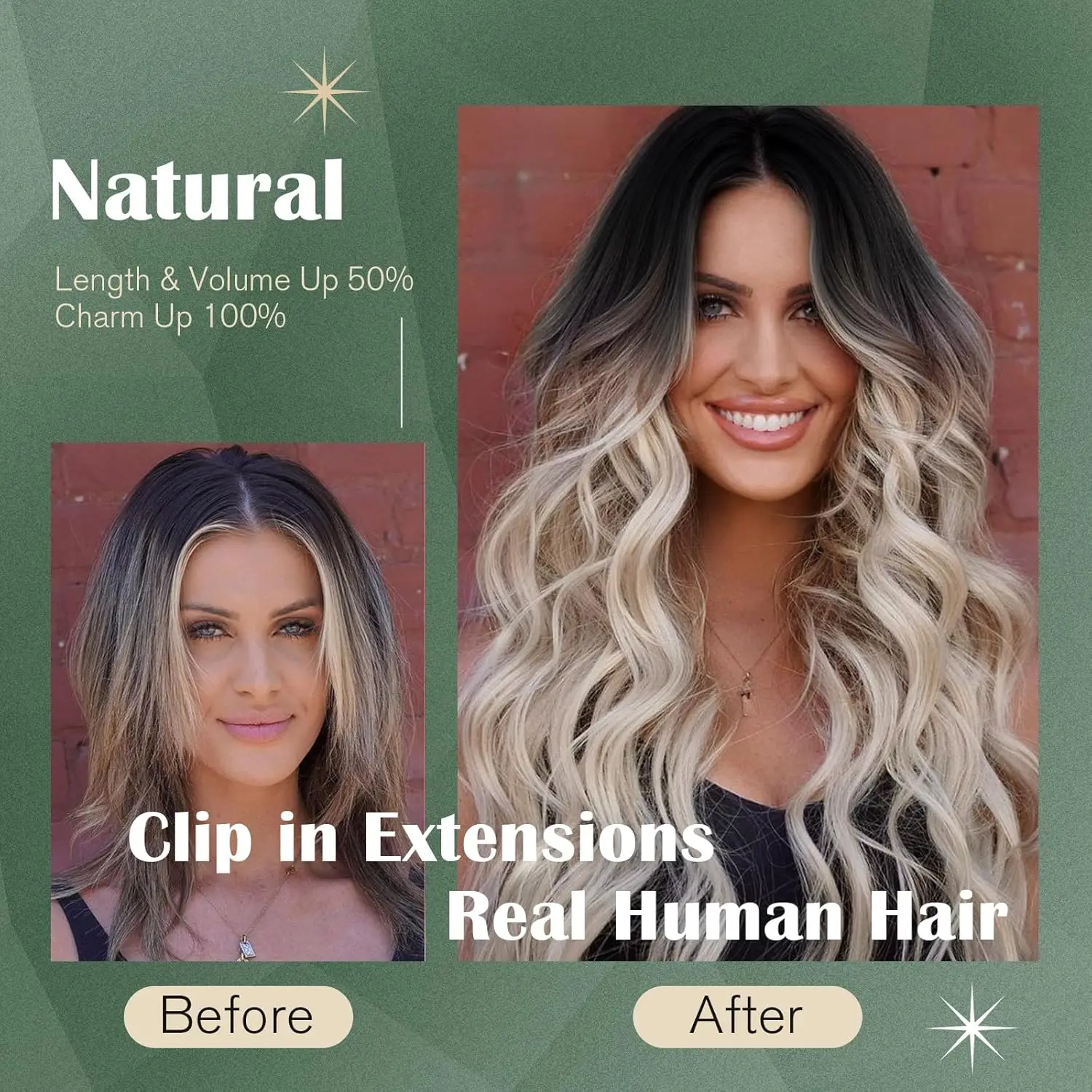 Ugeat Clip In Human Hair Extensions Remy Human Hair Ombre Balayage Color Natural Straight For Salon Supply