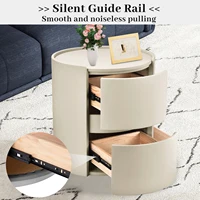 Круглая прикроватная тумбочка, современный ночной столик из массива дерева, шкаф для хранения с 2 ящиками для дома, офиса, спальни — изображение 4