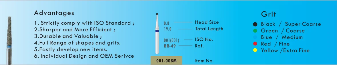 10 teile/los Dental Bohrer Invertiert Konische SI-48 Diamant Bohrer Dental Liefert für Zahnärzte Blaue Ringe Zahnmedizin Schleifen Materialien – Detail 1