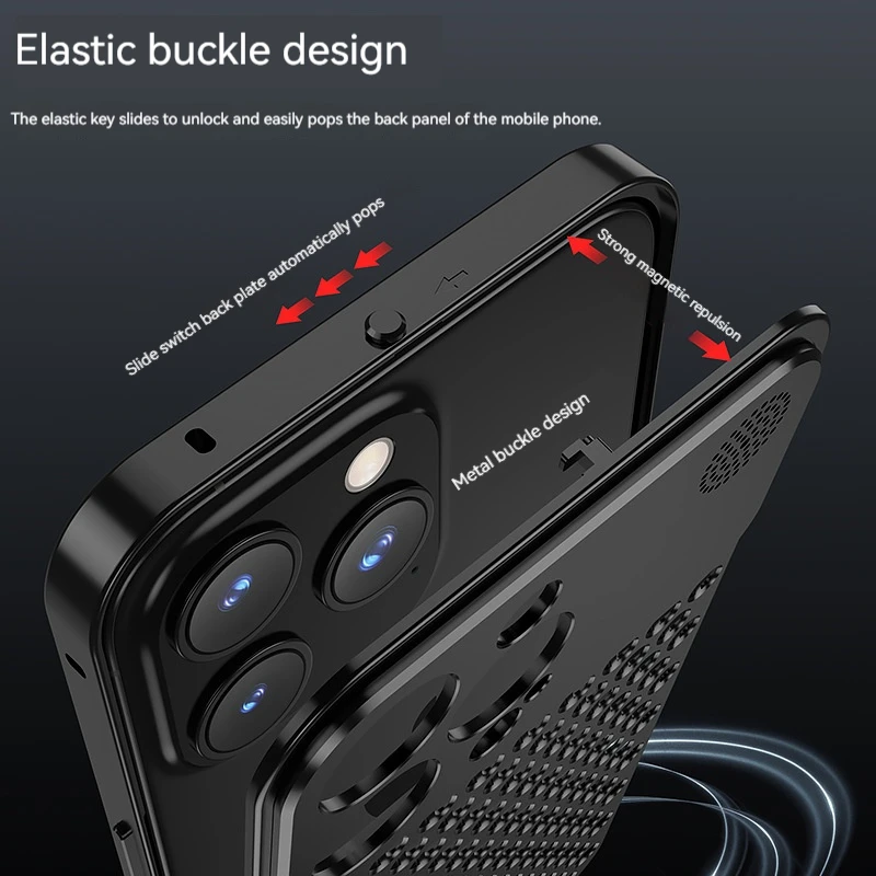Ultra-thin Aluminum Alloy Heat Dissipation Phone Case - Shock-absorbing Metal Back Cover