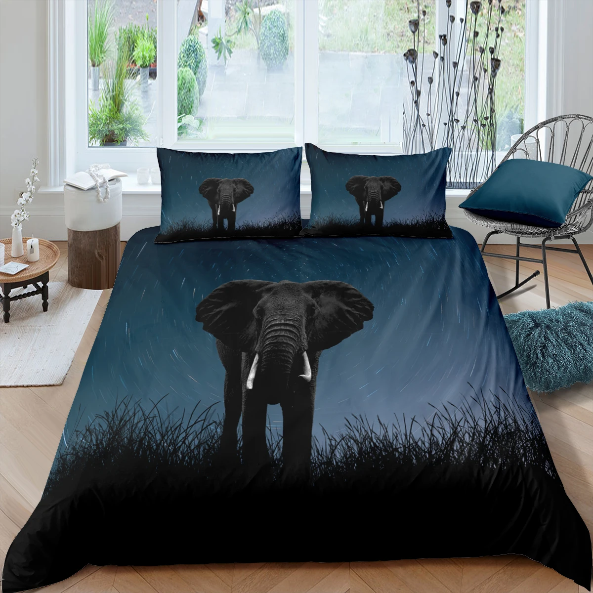 

Home Living Luxury 3D African Elephant Bedding Set Duvet Cover Pillowcase Kids Bedding Set Queen and King EU/US/AU/UK Size