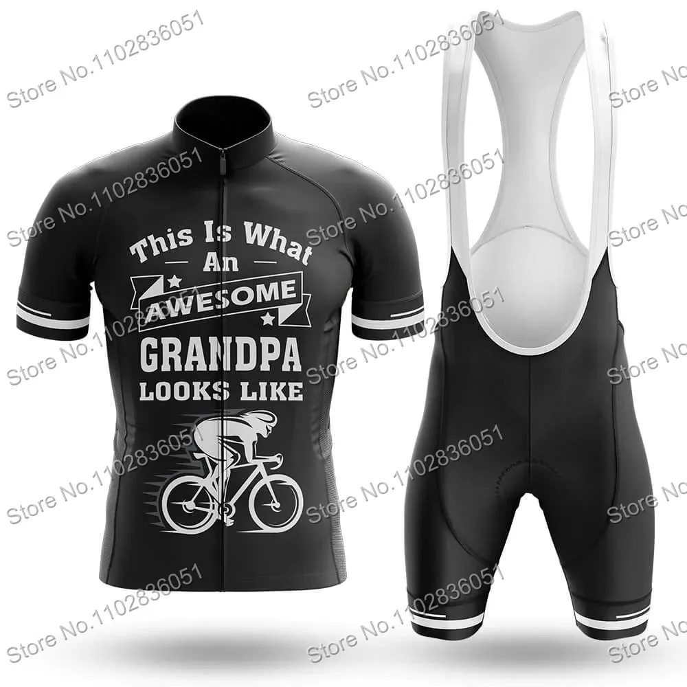 Cycling Jersey Set Awesome Grandpa Cycling Clothing Kits Black Road Bike Shirts Suit Bicycle Bib Shorts MTB Maillot Culotte