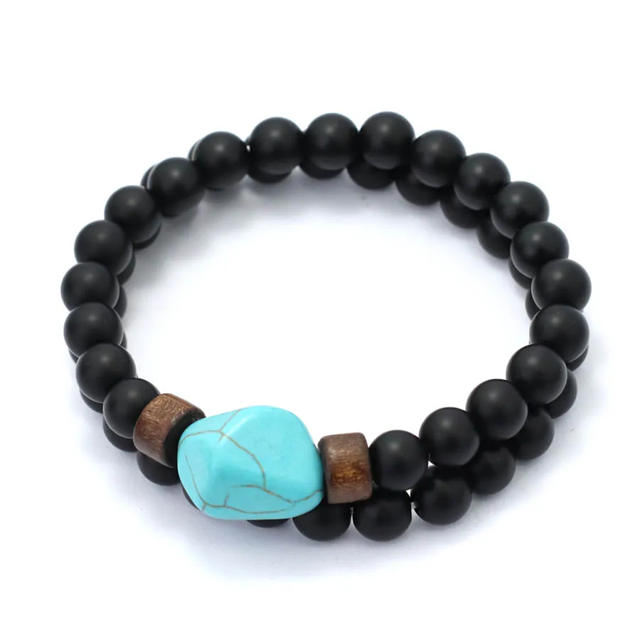 Men Turquoise Stone Strand Bracelet Set