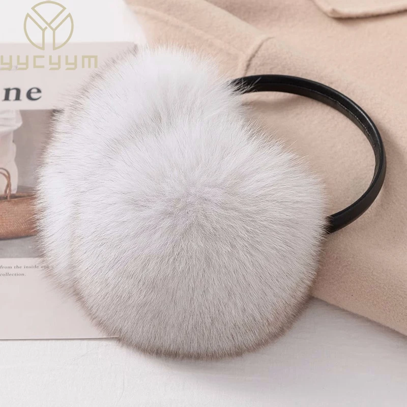 Ladies Fox Fur Earmuffs Winter Women Warm Real Fox Fur Earmuffs Girl's Earlap Ultra Large