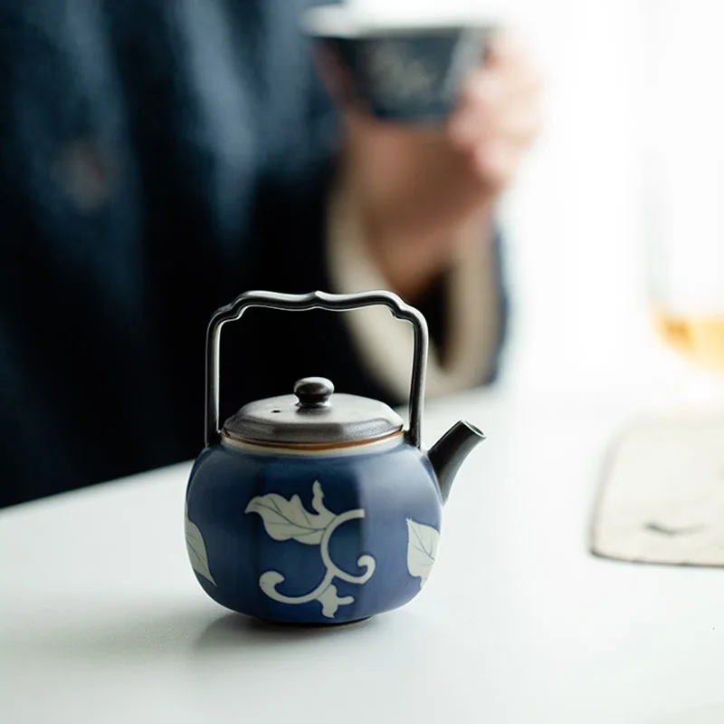 セラミックティーポット,キューティーポット,手描き,スターリング