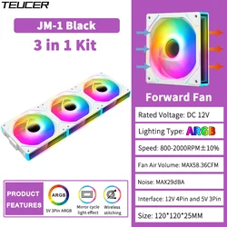 TEUCER ARGB Mirror Cycle Light Effect Adjustable RPM Cooler Fan (As Shown)