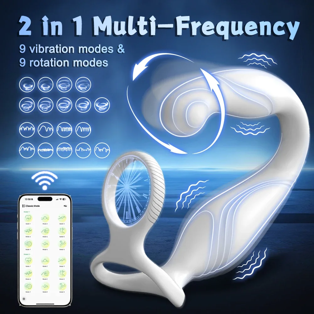 Männliches Sexspielzeug, rotierender Analvibrator, Prostata-Massagegerät, Dual-Penisring, Penisringe, Anal-Butt-Plug, Vibratoren, Analspielzeug für Männer ab 18 Jahren 1