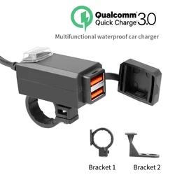 Waterproof Dual USB Quick Charge 3.0 Motorcycle Charger with Switch (QC3.0)