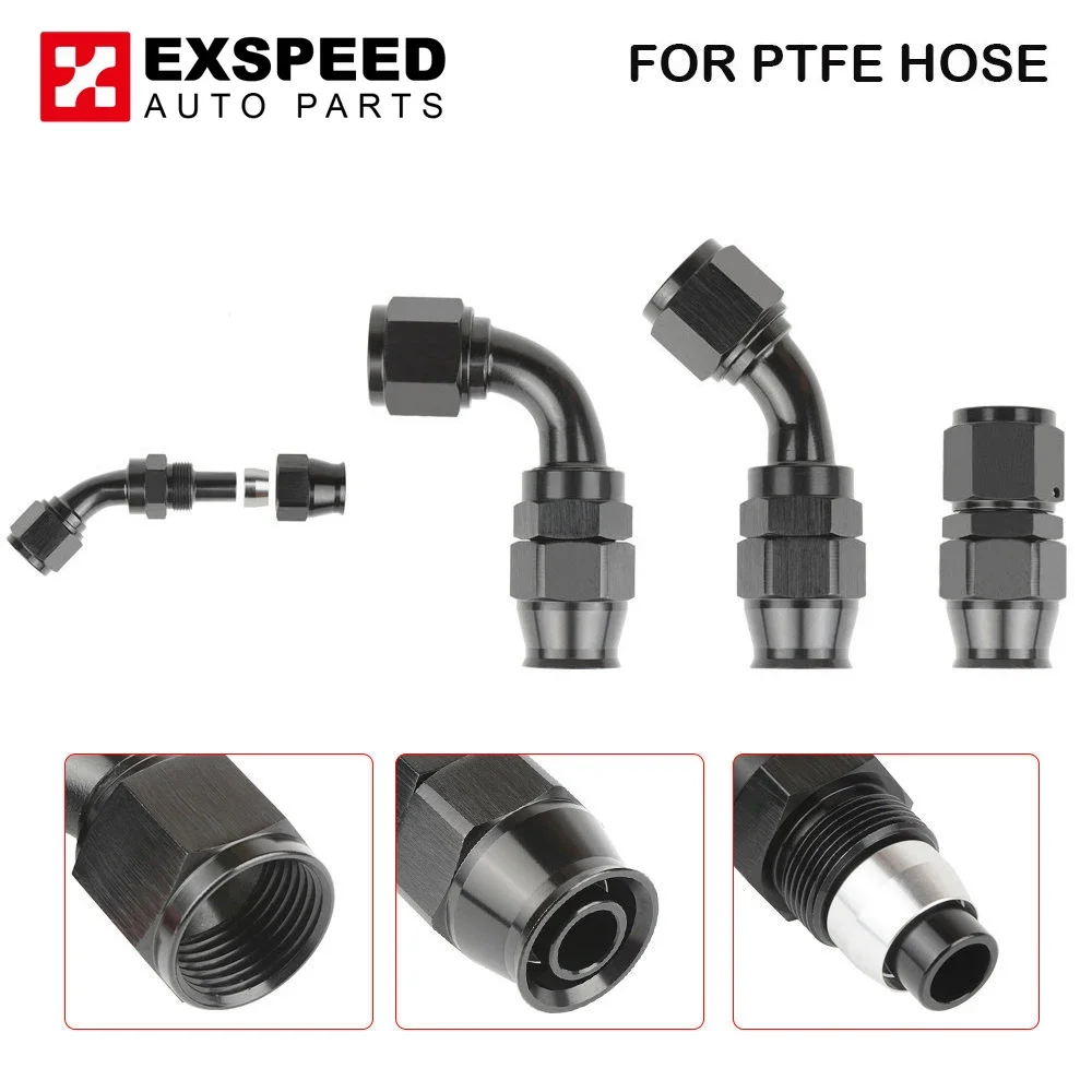 

Соединительный конец шланга AN4/6/8/10 из алюминиевого сплава PTFE, Соединительный конец шланга для топливной линии PTFE E85, адаптер, фитинги топливной системы