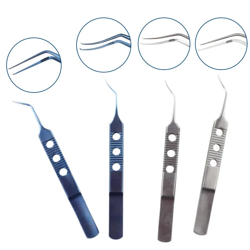 

Capsulorhexis Tweezers Stainless Steel Titanium Alloy Autoclavable Ophthalmic Forceps Curved Angle Type Ophthalmic Instrument