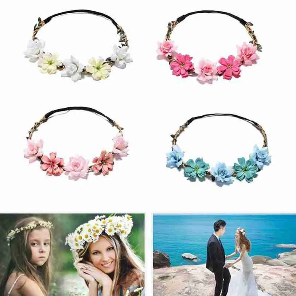 New Garland Headdress Flower Crowns Beach Wedding Accessories Floral Wreaths Girl Hair Flower Headband