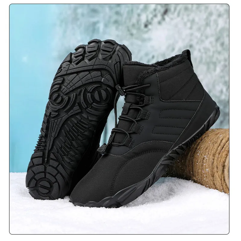 Men BareFoot Boots for Couple Waterproof Snow Boots Outdoor Walking Shoe Warm Fur Ankle Leisure Shoes Non-slip Big Size 47
