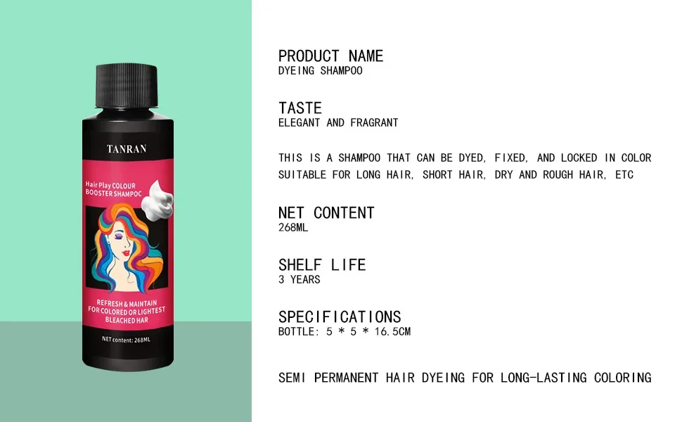 Description Picture 4 of item268ML Smoke Gray Blue Color Locking and Supplementing Hair Conditioner Hair Play Color Booster Shampoo Silver White Hair Dye