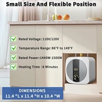 Chauffe-eau électrique de 2,5 gallons, 1500W 110V, mini réservoir sous évier, chauffe-eau instantané avec soupape de décharge de pression 2