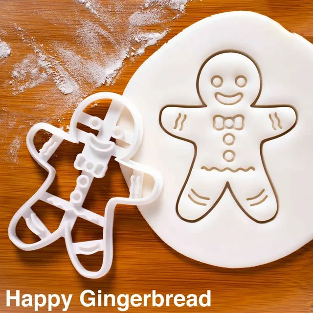 NEW Halloween Gingerbread Man Cookie Cutter Mold Hollow Bat Spider Fondant Embossing Stamp Baking Molds for Halloween Party 6