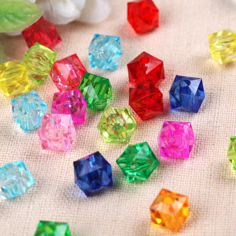 500g 10mm transparent square  acrylic beads DIY Hand Beaded tissue box loose beads middle about 1100 beads