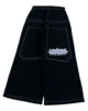 Y2k Fashion Street Personalized Loose  Hip Hop Alphabet Embroidered Outdoor Sports Jeans Harajuku Punk New Wide Leg Black Jeans 2