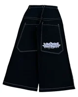 Y2k Fashion Street Personalized Loose  Hip Hop Alphabet Embroidered Outdoor Sports Jeans Harajuku Punk New Wide Leg Black Jeans 2