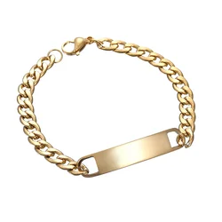 Gold - Toned Stainless Steel Chunky Bracelet - Stylish Gift (No engrave)