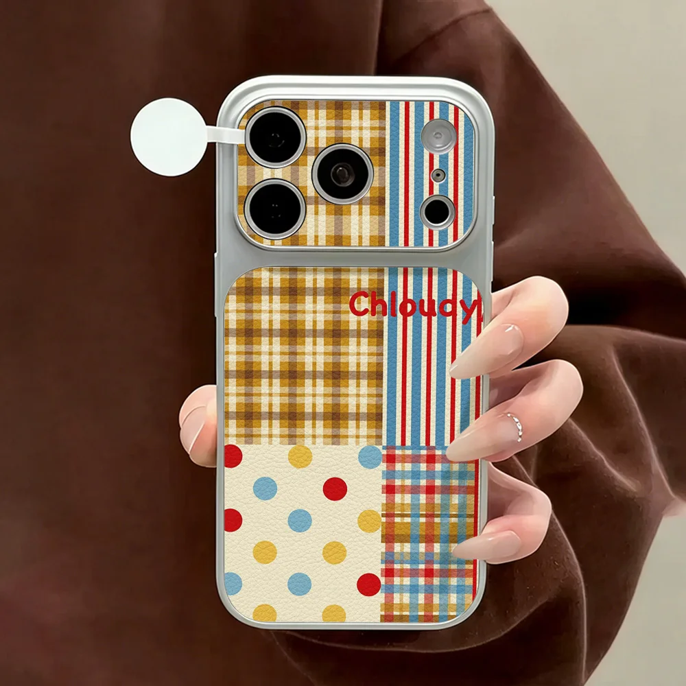 Plaid Floral Leather Shockproof Phone Case – Soft Silicone Cover