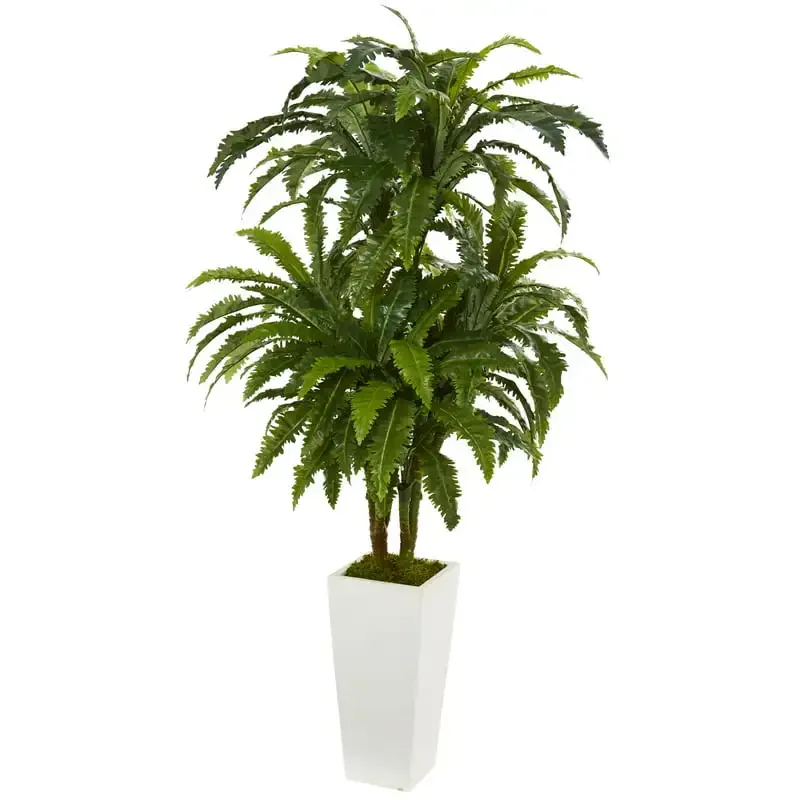 

Пластиковое 50-дюймовое маргинальное искусственное растение в белой вазе-башне, зеленое
