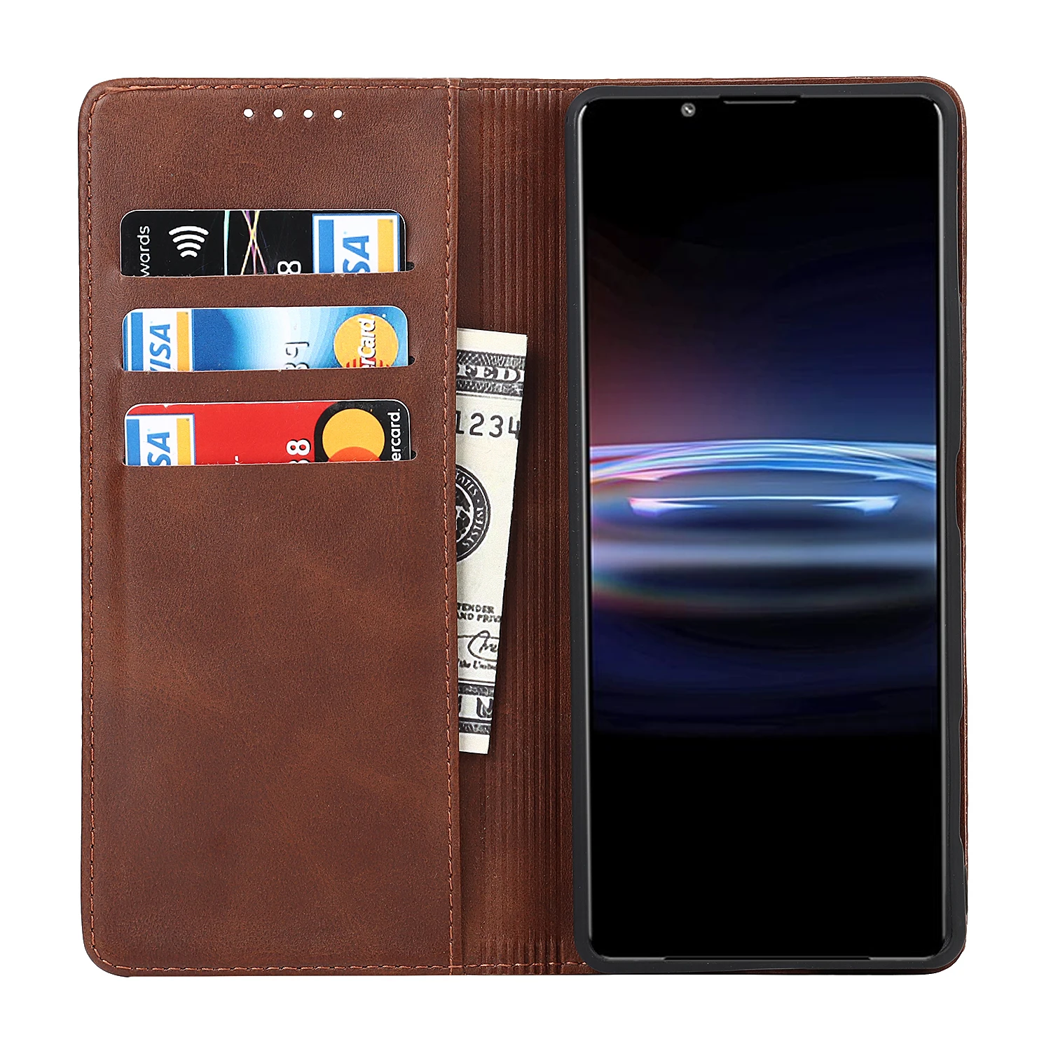  Xperia 프로-I 플립 케이스 카드 홀더에 대한 가죽 케이스 홀스터 자기 매력 커버 케이스 지갑 케이스