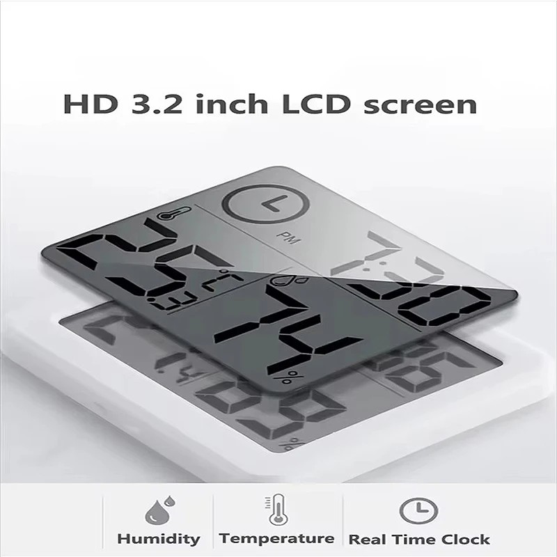 Digital Thermometer Hygrometer Wall Clock
