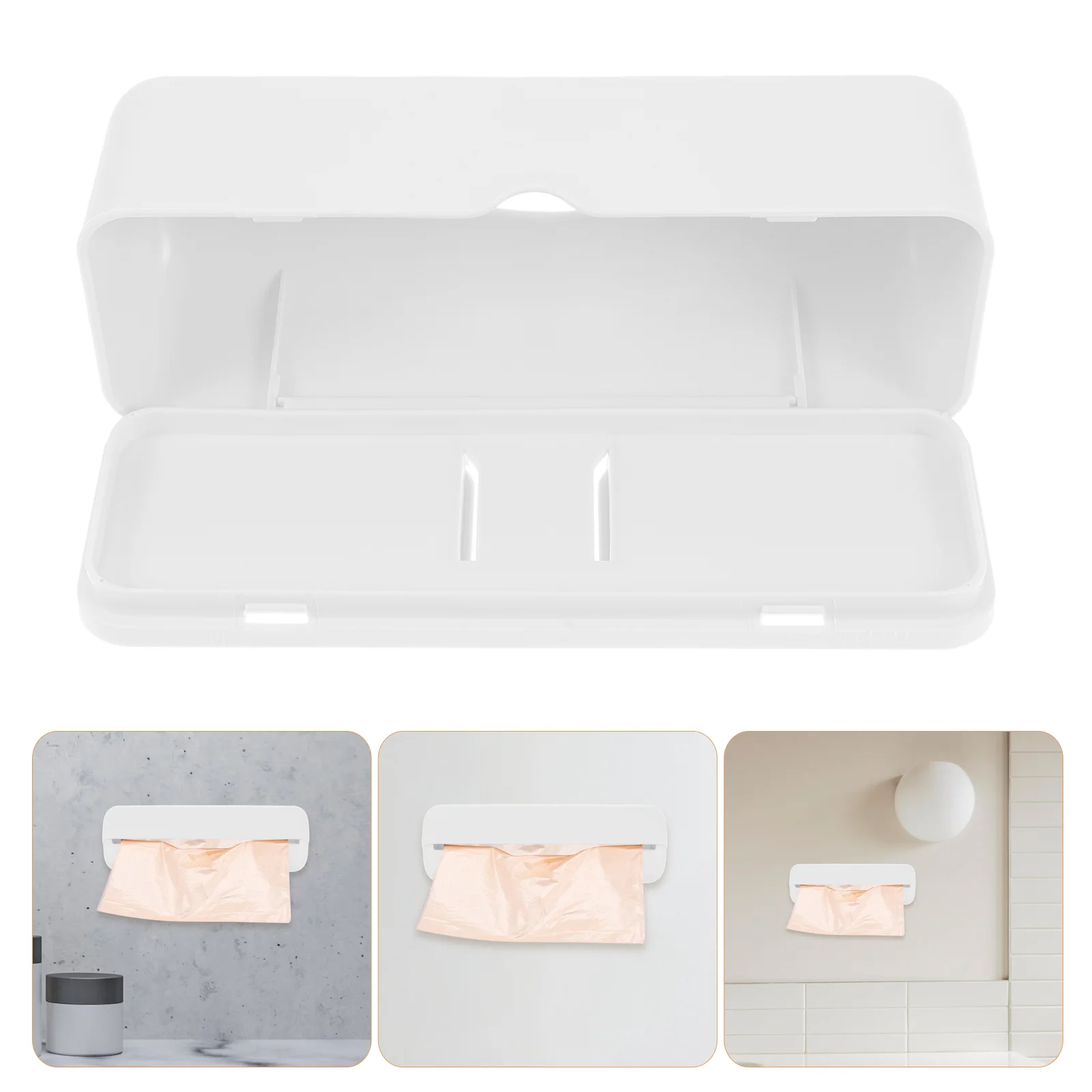 

Plastic Bag Holder Wall Mount Trash Bag Dispenser Roll Holder Kitchen Grocery Bags Storage