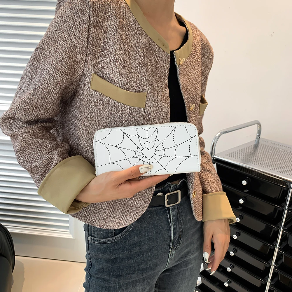 Halloween Spider Web Wallet Coin Purse Women Novelty Credit Card Holder Gothic Money Bag Teenager Casual Long Wallets Party Gift 3