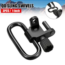 

NEW 3Pcs QD Sling Swivel Heavy Duty Quick Detach Swivel Ring Buckle with Tri-Lock System 1-Inch Loop Black Hunting Accessories