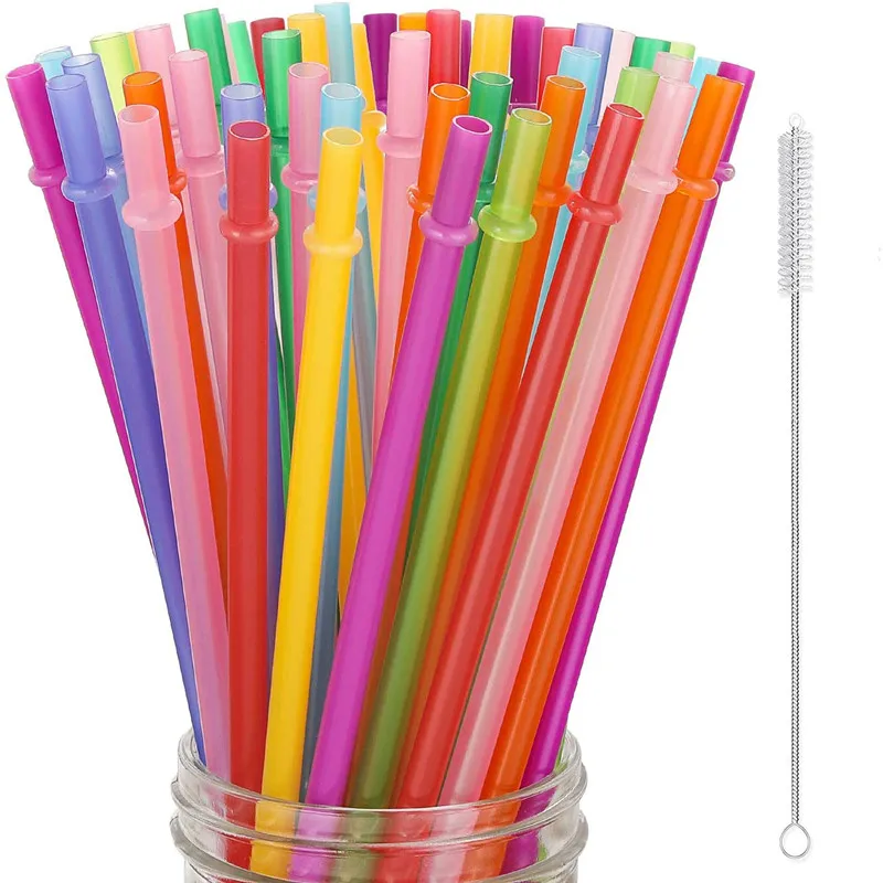 20 Pailles Réutilisables Avec Cuillère - 23,5 Cm - Multicolores, ABS/PP - Pour Smoothies, Cocktails, Boissons épaisses