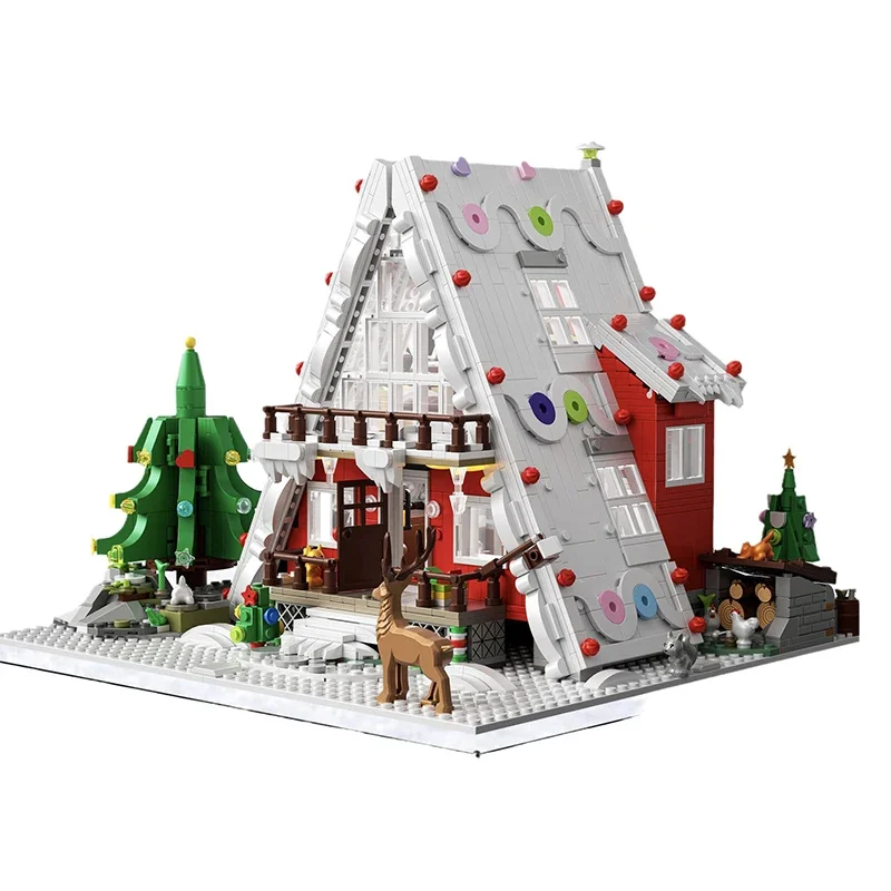 

2024 Winter Village Christmas Lights Snowy House Atmosphere Decoration Building Blocks Bricks Toys Gifts