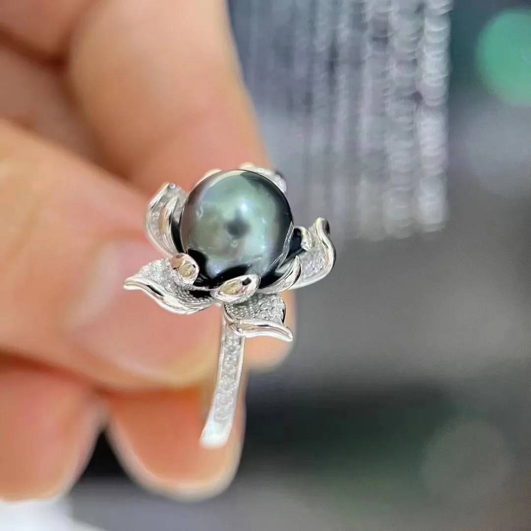 Pearl Ring Fine Jewelry 925 Sterling Silver 9-10mm Natural