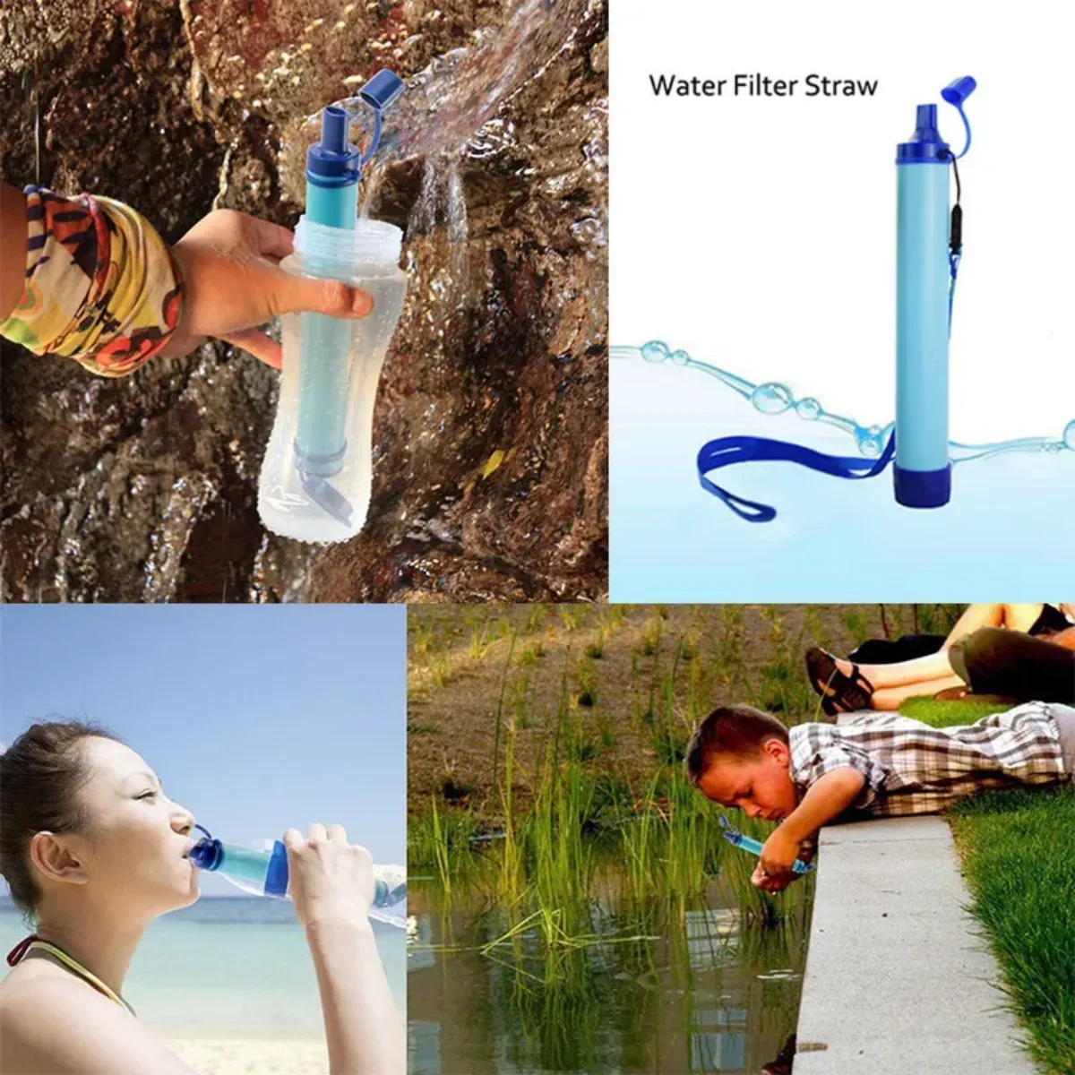 Water Purifier Outdoor Water Purifier Camping Hiking Emergency Portable Survival Purifier Water Filter Suit for Streams Lakes Outdoors Camping