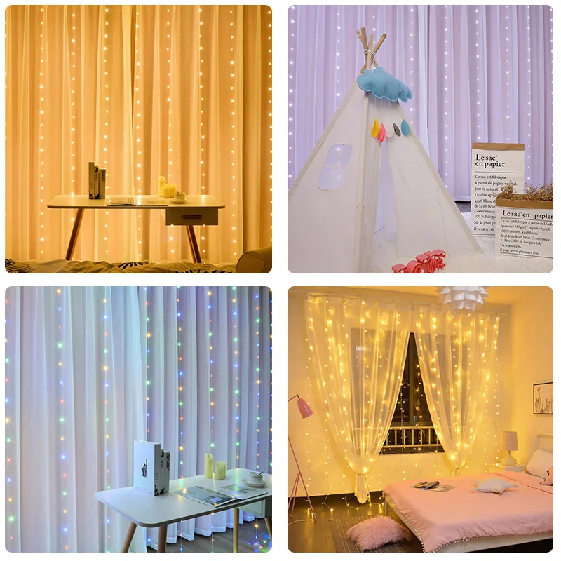 

600/300 LED Window Curtain String Light Wedding Party Home Garden Bedroom Outdoor Indoor Wall Decorations