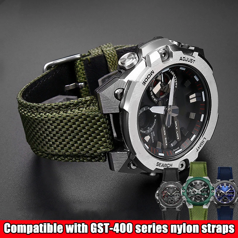 

Nylon Canvas Strap for Casio G-SHOCK GST-B400 Genuine Leather Bottom Watch Band Waterproof Outdoor Sport Bracelet Accessories