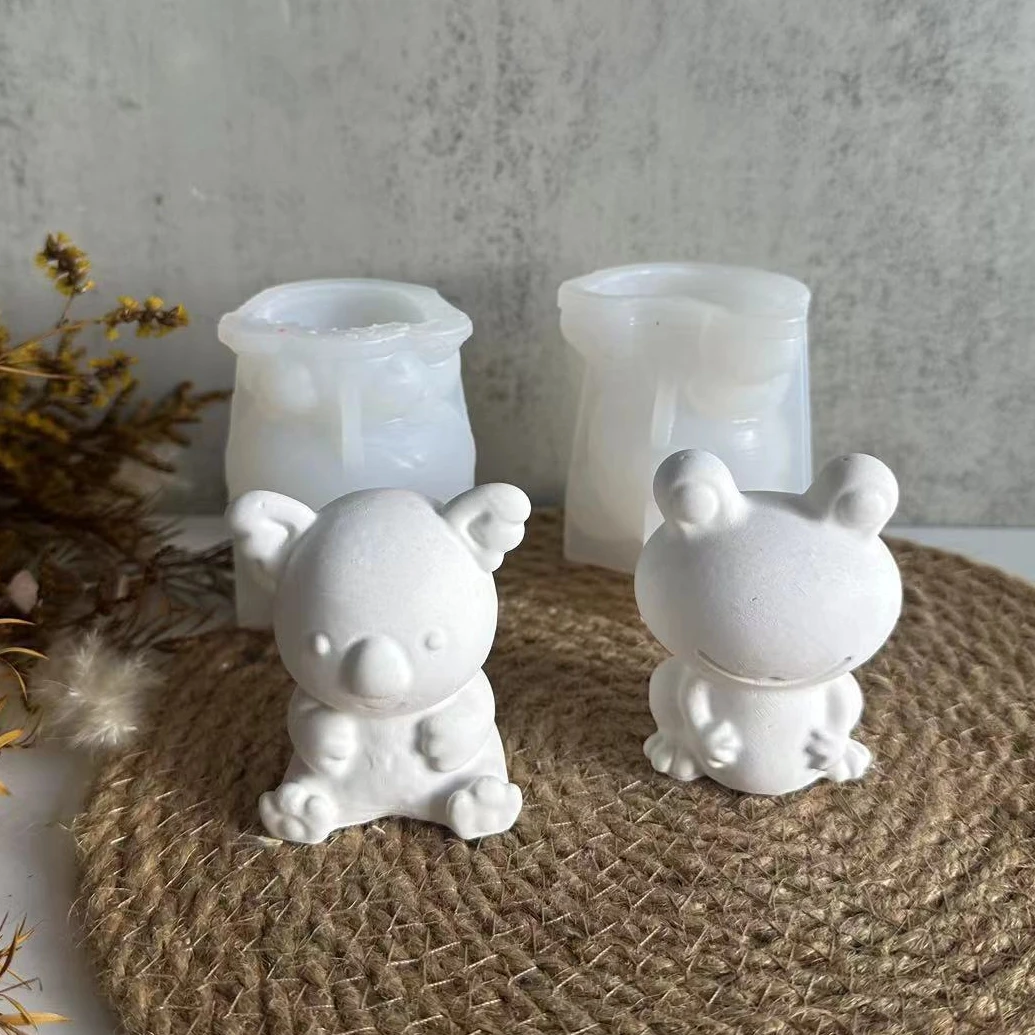 

3D Frog Koala Aromatherapy Candle Silicone Mold Handmade Plaster Drops Glue Cartoon Animal Candle Diffuser Stone Making Tool