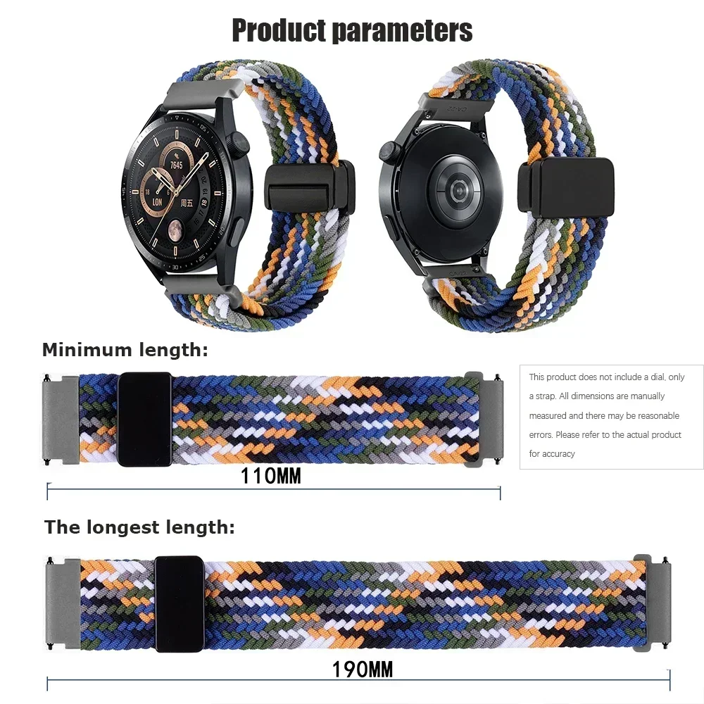 Magnetic Braided Nylon Watch Band, 20mm/22mm Strap