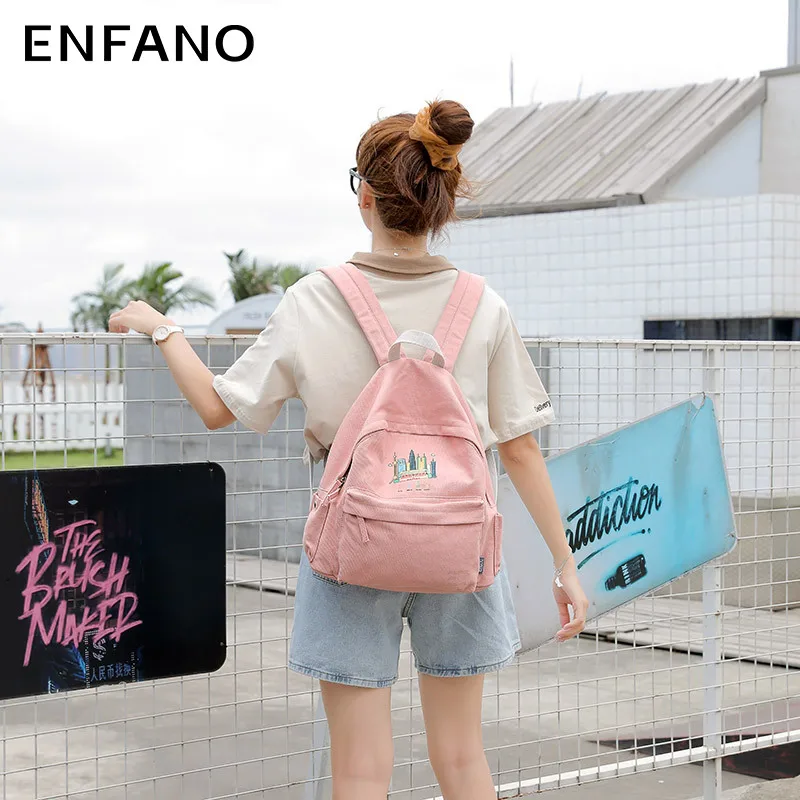 

Женский рюкзак Enfano для ранней старшей школы и студентов колледжа, Холщовый школьный ранец с принтом в японском стиле
