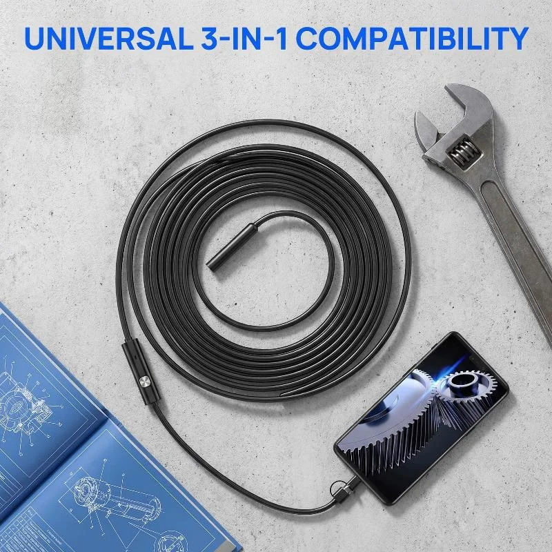 유선 미니 내시경 3 in 1 100w 픽셀 카메라 USB 안드로이드 TypeC 내시경 55mm 8mm 렌즈 배관 검사용