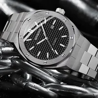 BINBONG-Montre-bracelet à quartz en acier inoxydable pour homme, grand cadran, argent, calendrier, classique, marque supérieure, horloge masculine, mode décontractée, B0ram 2