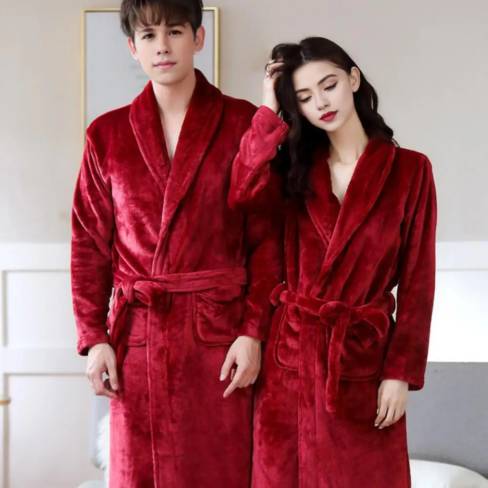 Nightgown Casual Loose Kimono Bathrobe Chinese Men Casual Flannel Dragon Crane Robe Plus Size Winter Thick Warm Sleepwear