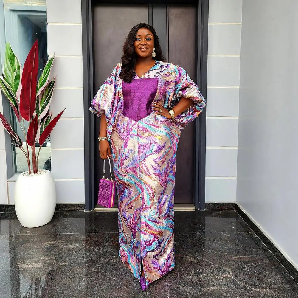 Fresh african dresses for woman Expensive jacquard fabric turkey dresses for woman luxury long african dress