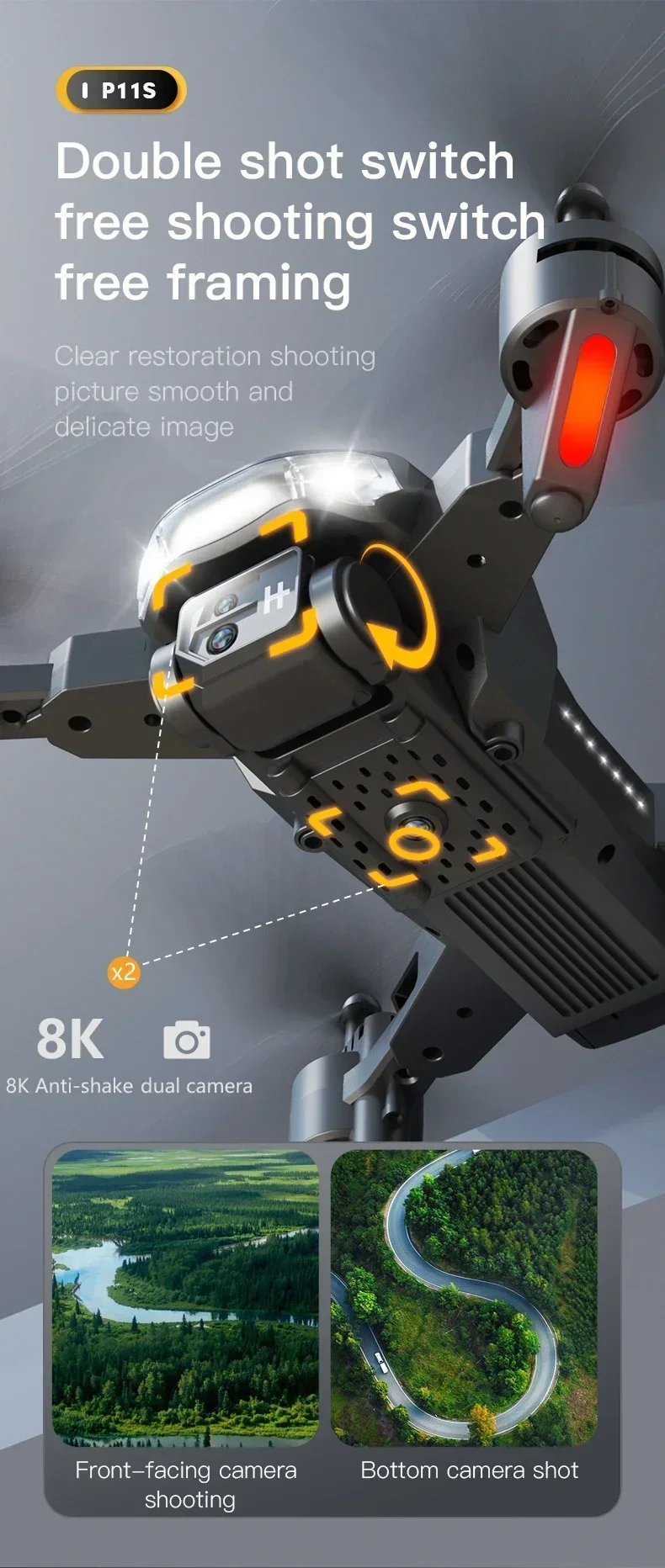 Description Picture 6 of itemP11 Pro Max Drone 8K 5G GPS Professional HD Aerial Photography Dual-Camera Obstacle Avoidanc Brushless Quadrotor Children Gifts