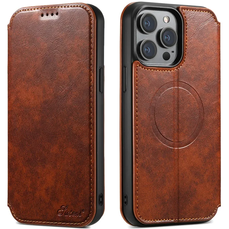Magsafe Wallet Phone Case  For iPhone 12 13 14 15 16 Pro Max Plus Ultra With Stand Card Holder Leather Magnetic Pocket Cover 6
