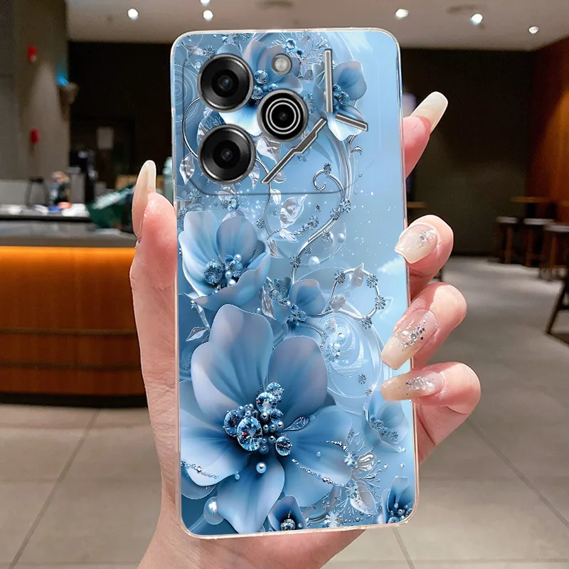 Luxury Butterfly Flowers Transparent Soft TPU Phone Case