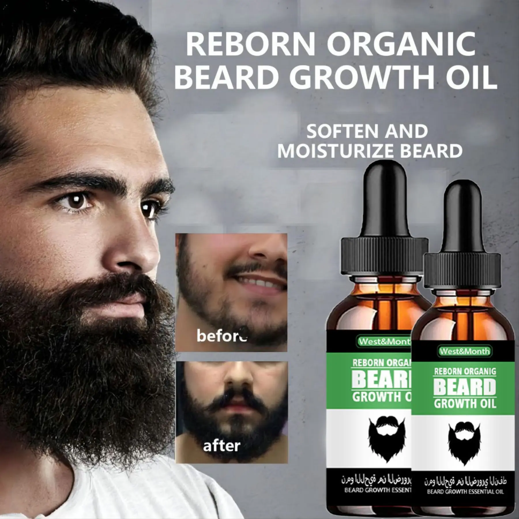 Men Beard Growth Roller Set Beard Growth Kit Men's Beard Growth Essence Nourishing Enhancer Beard Oil Spray Beard Care