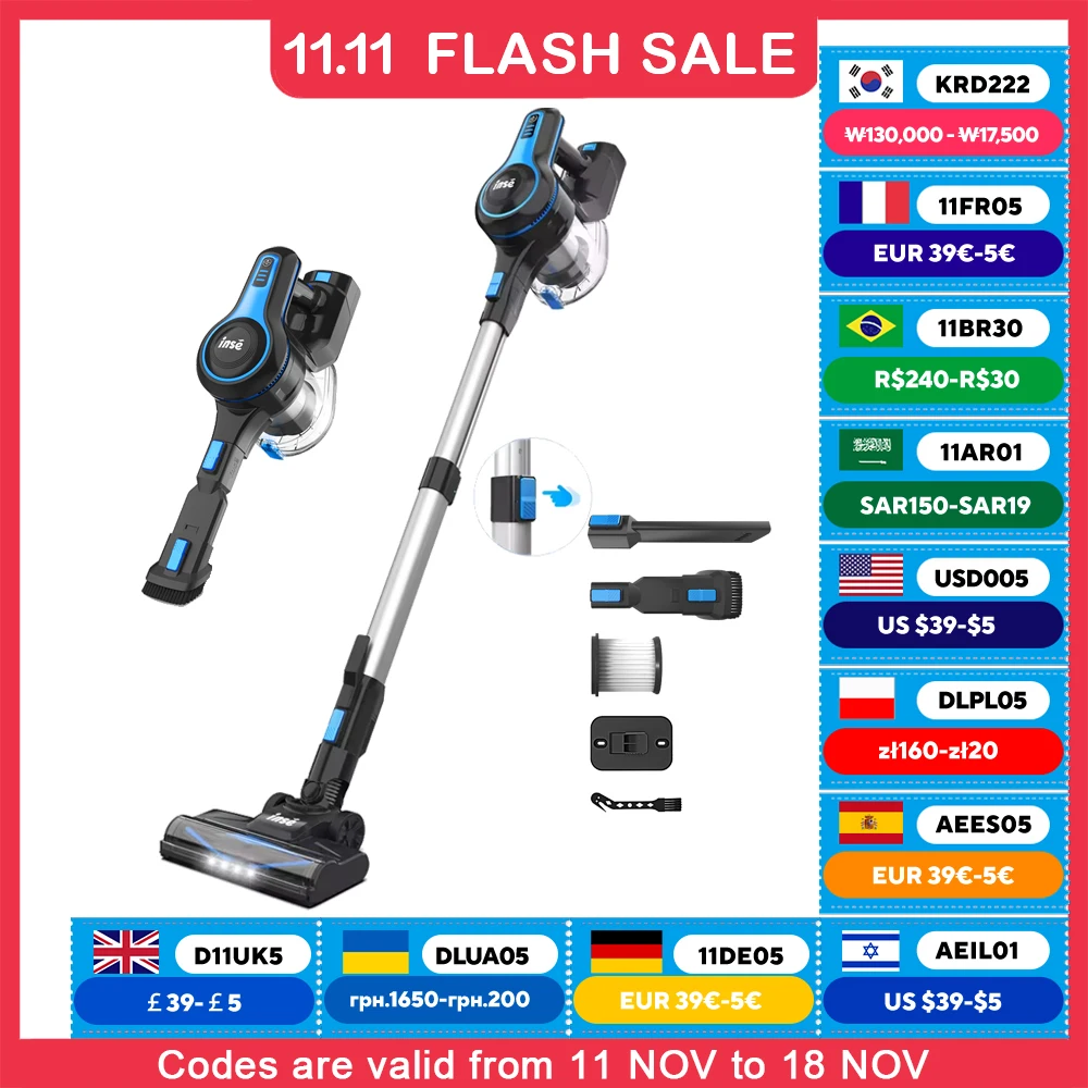 INSE Wireless Vacuum Cleaner 20Kpa Suction Power Removable Battery Large Dustbin Household Cordless wireless vacuum cleaner vacuum cleaner