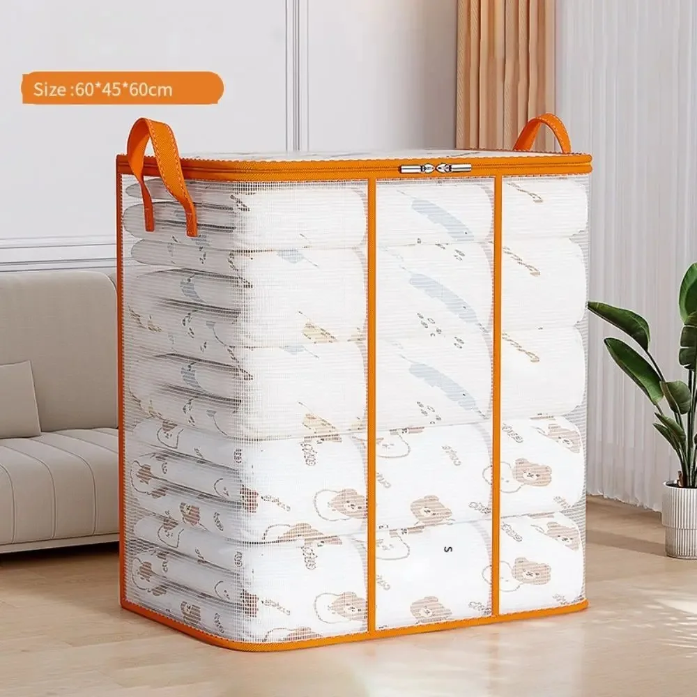 Dust-proof Folding Storage Baskets with Handles Transparent Foldable Storage Bag Waterproof Storage Containers Quilt Storage Bag 2