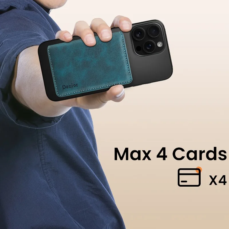 EUCAGR RFID-geschirmte Kreditkarten-Geldbörse, magnetische Handyhülle, 3 Kartenfächer, Kunstleder, sichere Ausweis-Kreditkartenaufbewahrung, Geschenk für Männer – Detail 8